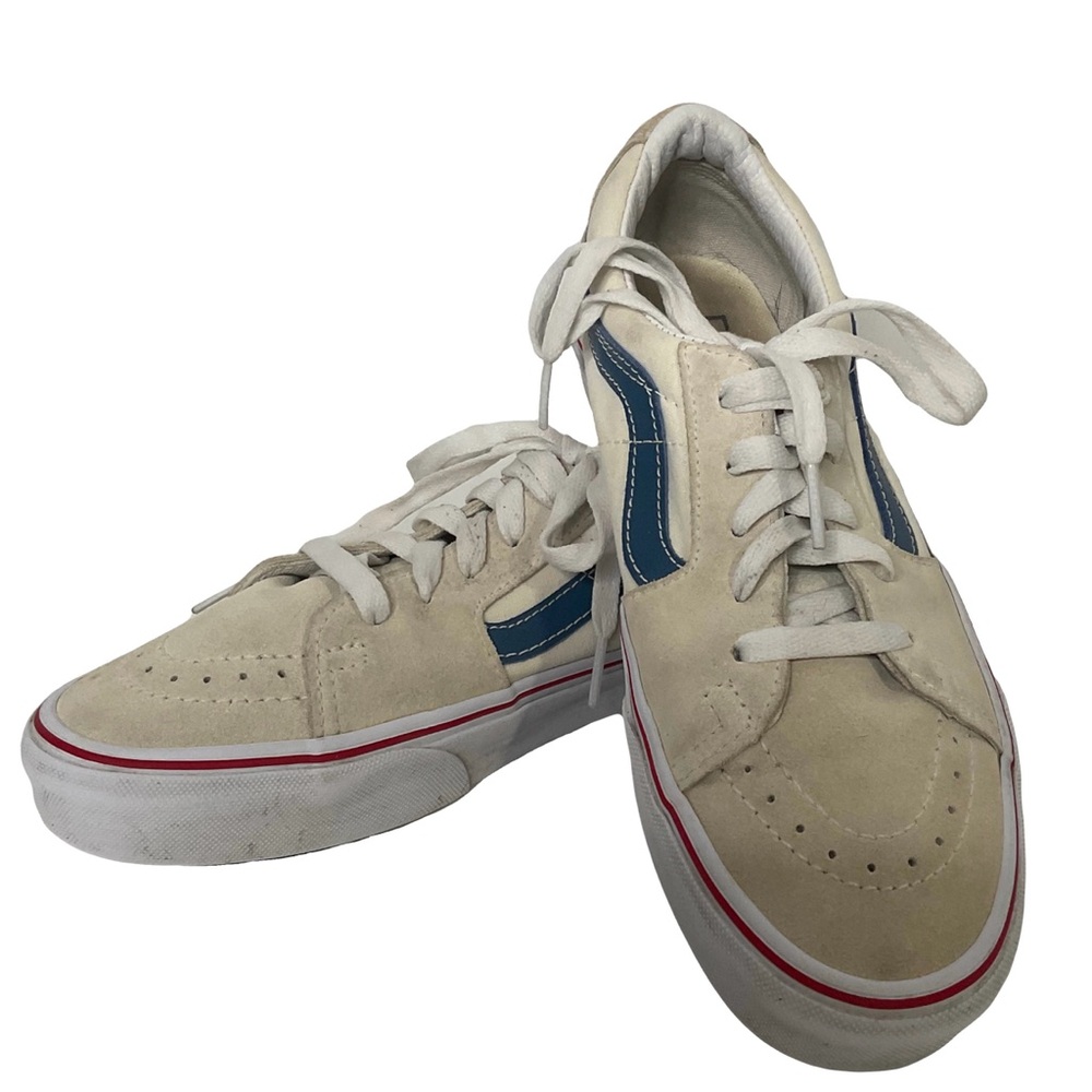 Vans SK8-Low White Navy Classic Casual Sneakers; Size 6.5 Men’s/8.0 Women’s.